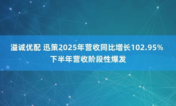 溢诚优配 迅策2025年营收同比增长102.95% 下半年营收阶段性爆发
